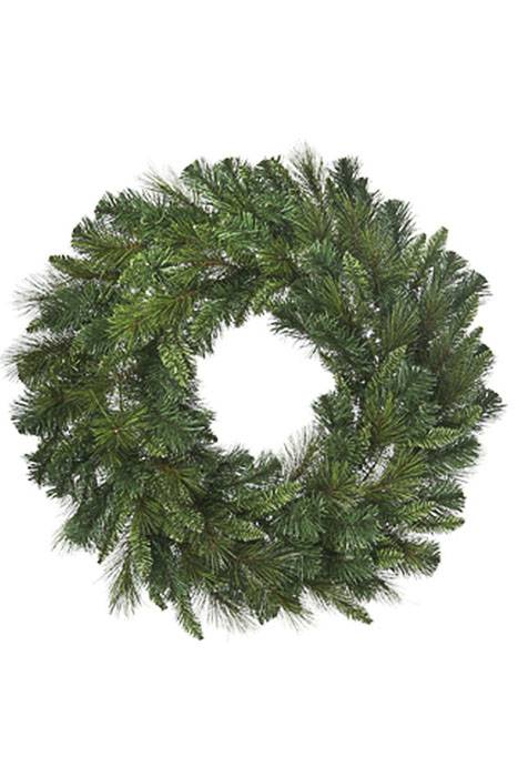 36" Belgium Mix Pine Wreath W/100 Clear Light Bulbs Green