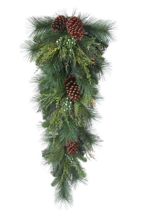 32" Deep Woods Mix W/cones Teardrop Green