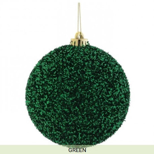 140MM VP Tinsel Ball Ornament Box/2 Green