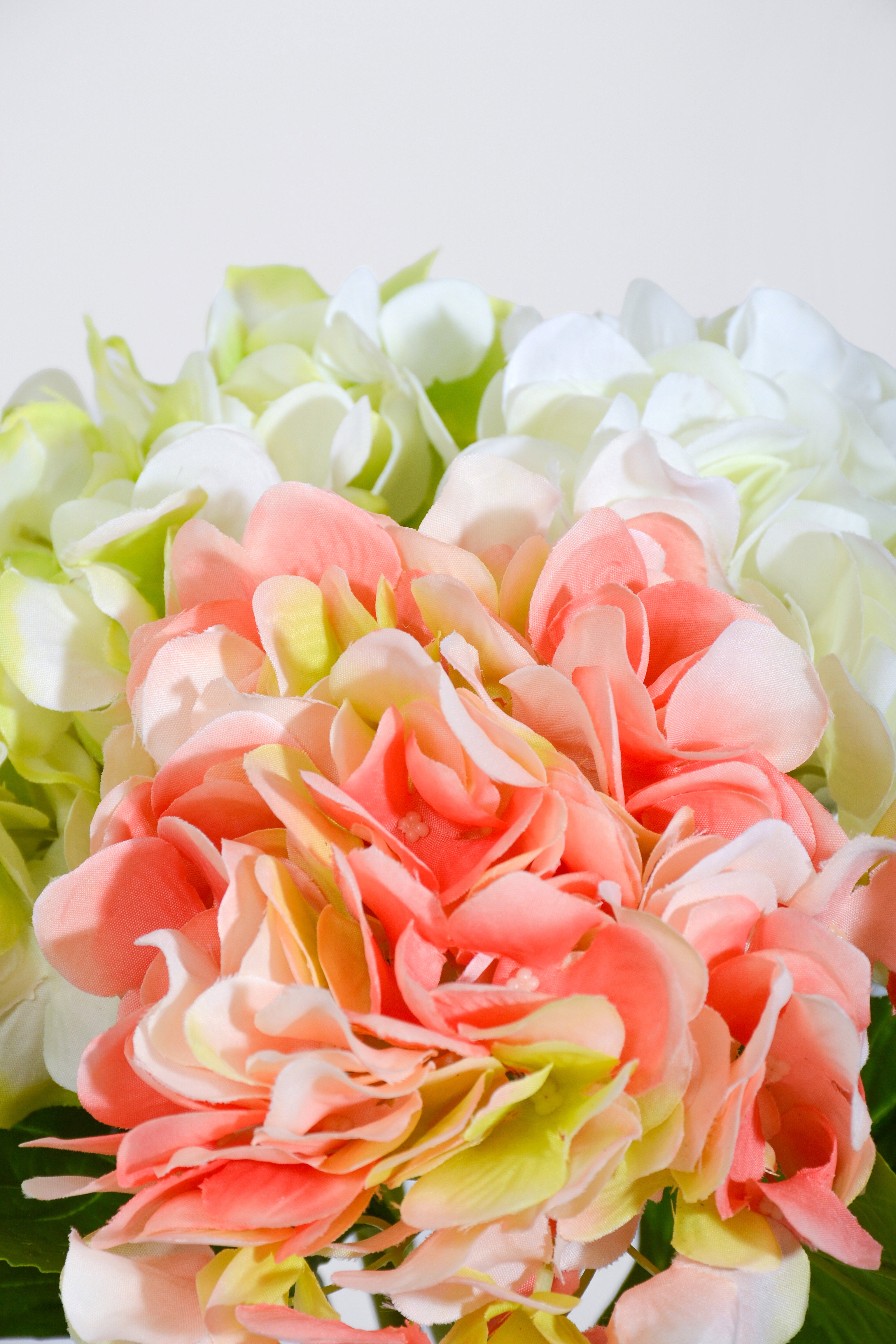 17.5" Silk Hydrangea Bundle Peach/Green/Cream