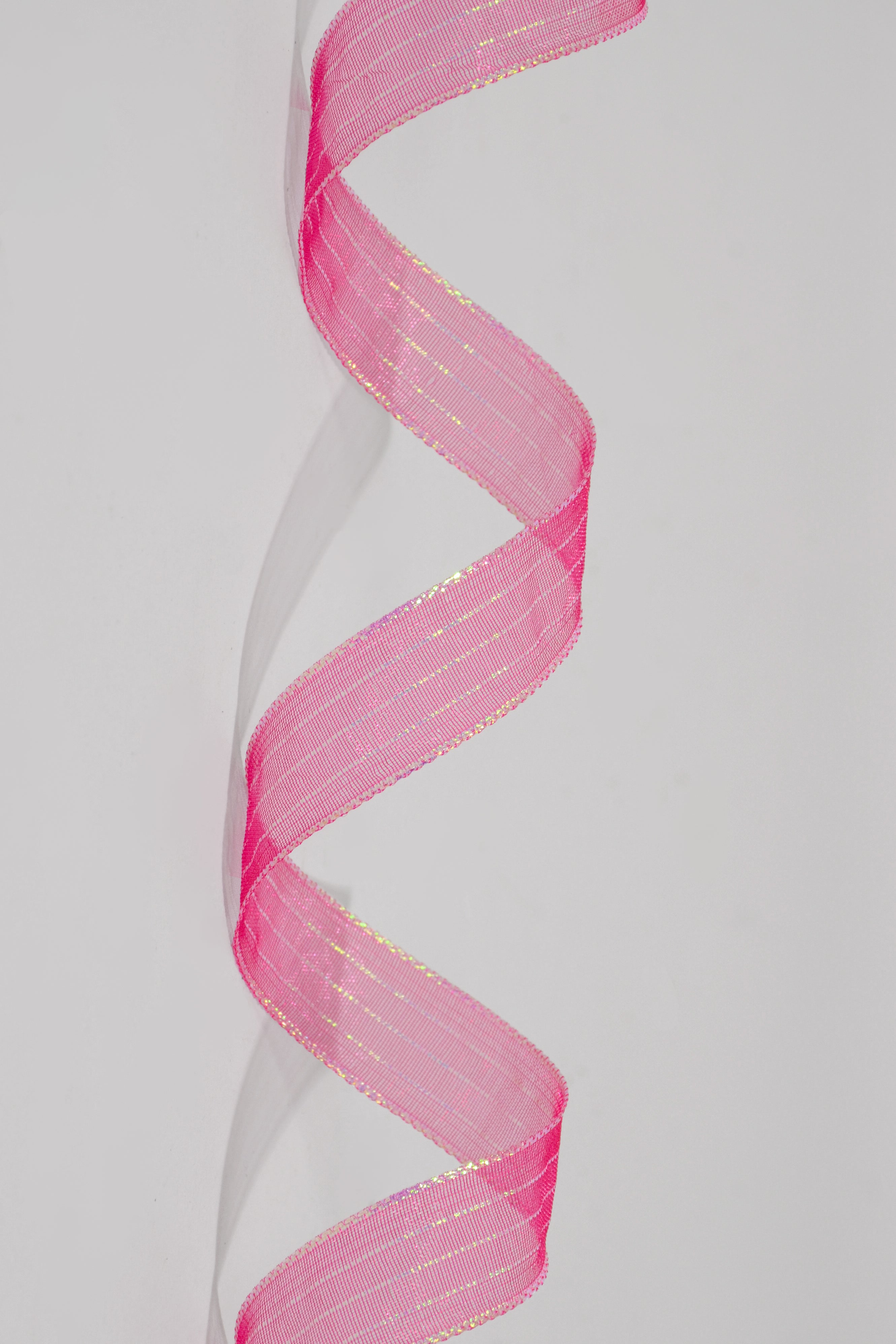 5/8" X 50Yds Metallic Pinstripe Sheer Ribbon Fuchsia/Iridescent