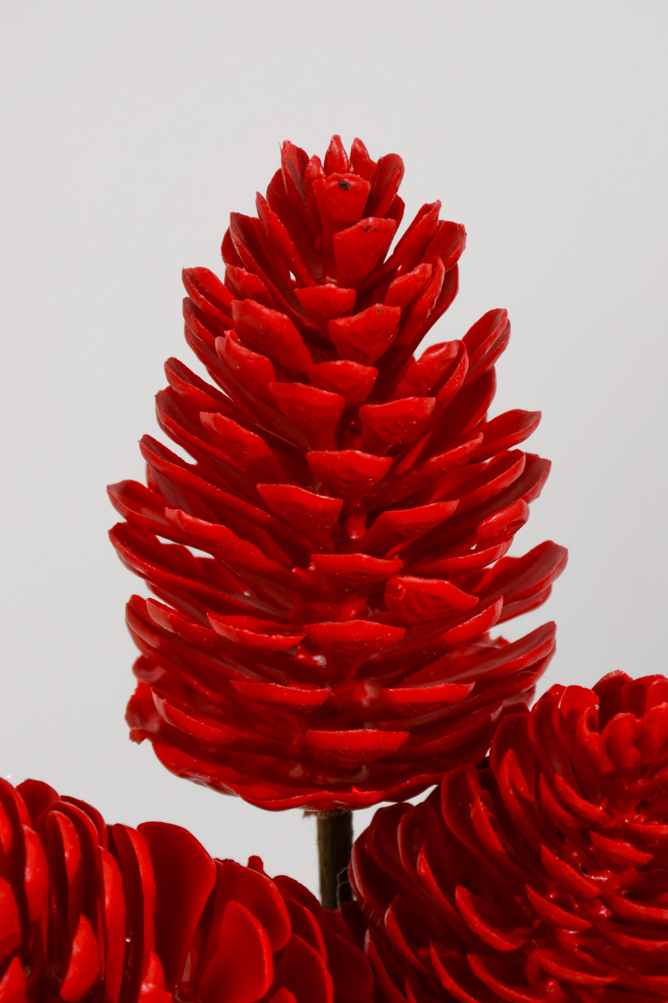12" Plastic Pine Cone Pick Red
