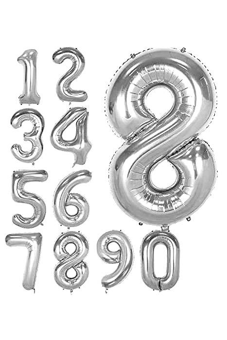 40" Number Foil Balloons Silver
