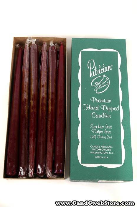 12" Patrician Taper Burgundy Box/12