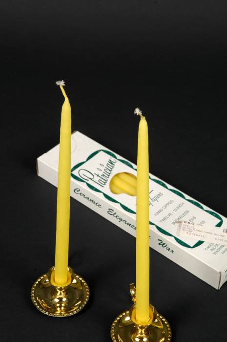 10" Tiny Floral Taper Yellow Pkg/12