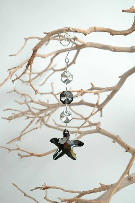 6.5" Crystal Bead Hanging Drop Silver/black Ea
