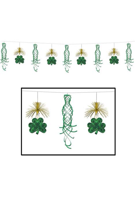 10ft Shamrock Shimmer Garland Green