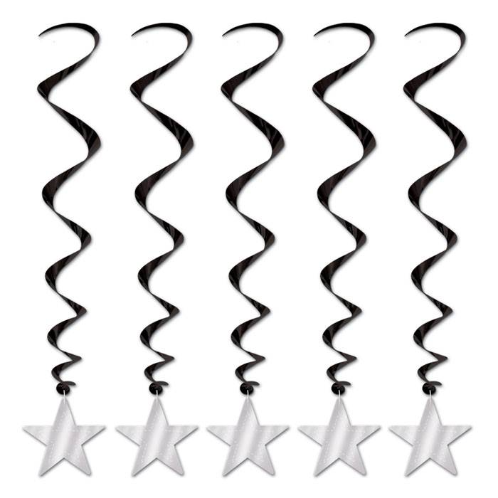3ft Star Whirls Black/silver Pkg/5