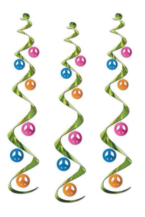 24" Peace Sign Whirls Assorted Pkg/3