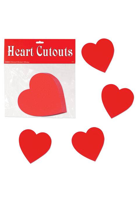 4" Heart Cutouts Red Pkg/10