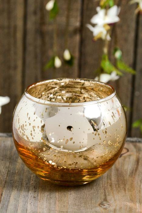 2" X 2.5" Mercury Candle Holder Gold Pkg/6