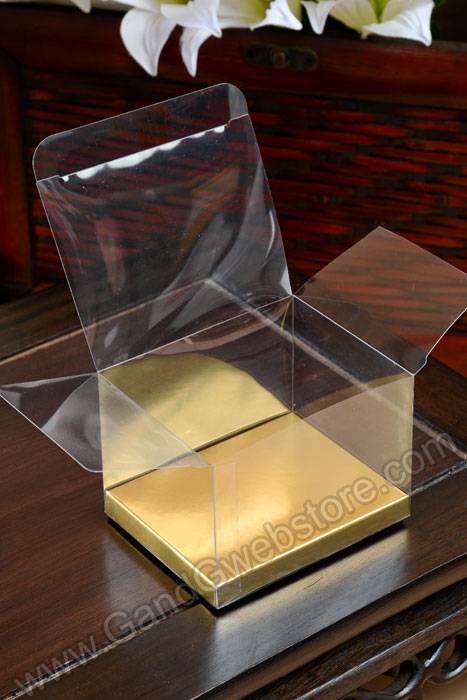 4" X 3" X 2.75" Box/gold Bottom Clear Pkg/12
