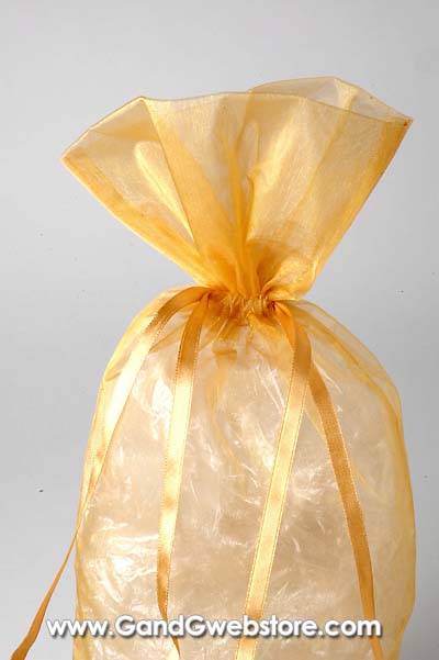6-1/2" X15" Wine Bag Gold Pkg6