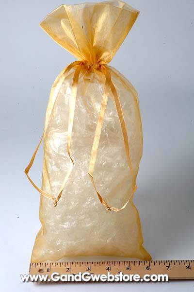 6-1/2" X15" Wine Bag Gold Pkg6