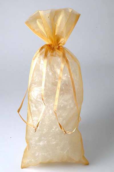 6-1/2" X15" Wine Bag Gold Pkg6