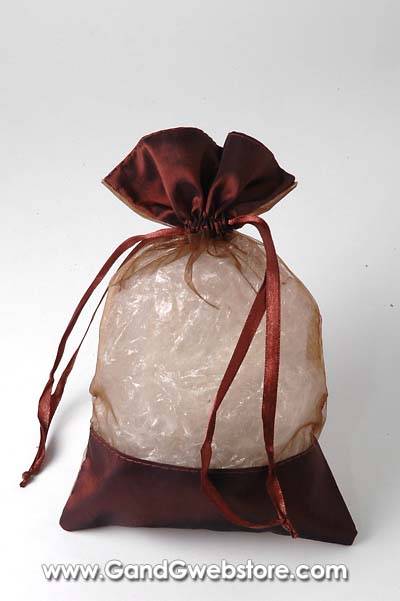 6 X 9†Organza/satin Pouches Brown Pkg/12