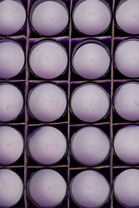 2.5" X 2" Votive Candle W/glass Purple Pkg/25