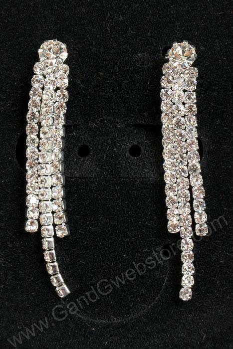 Crystal Rhinestone Necklace & Earrings Set Silver