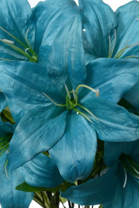 18" Silk Tiger Lily Bush X11 Turquoise