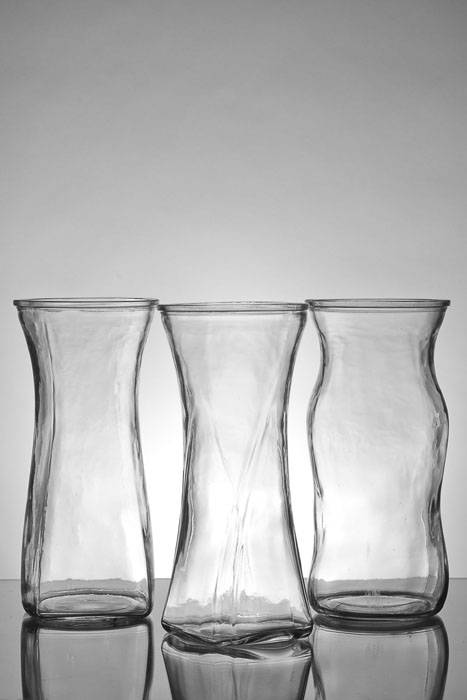 9.75&quot; Rose Glass Vase Clear Set/3