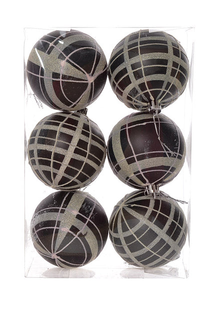 80Mm Xmas Ornament Ball Black/White (Bx/6)