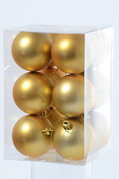 2.25" Matt Plastic Ball Gold Pkg/12