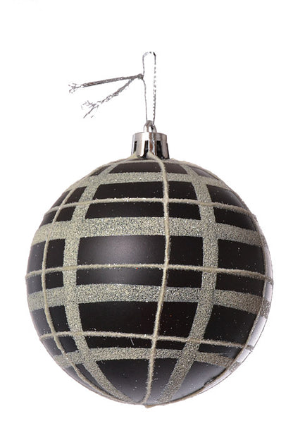 80Mm Xmas Ornament Ball Black/White (Bx/6)