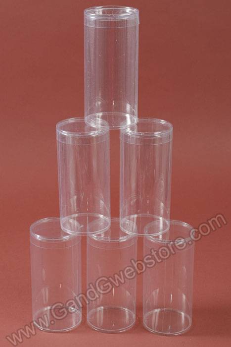 3" X 6" Plastic Cylinder Box Clear Pkg/6