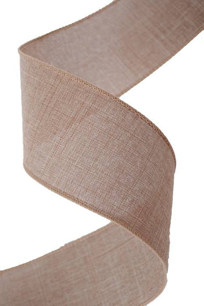 2.5" X 10yds Wired Light Natural Canvas Ribbon Natural