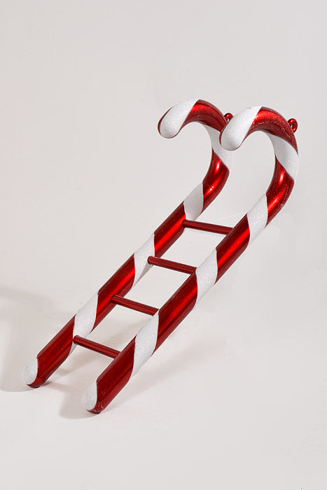 24" Plastic With Glitter Candy Cane Ladder Red/White