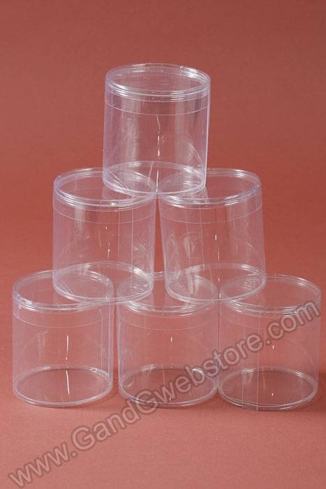 3" X 3" Plastic Cylinder Box Clear Pkg/6