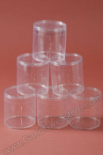 3" X 3" Plastic Cylinder Box Clear Pkg/6