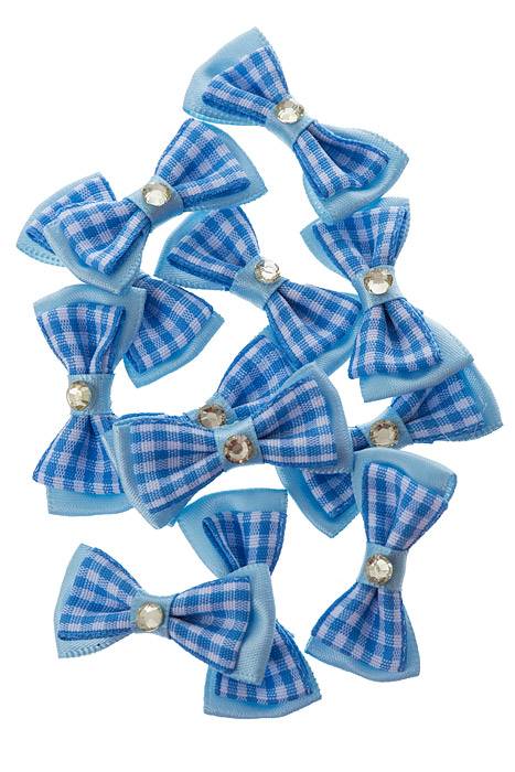 1.5" Plaid Ribbon Bow W/crystal Blue Pkg/12