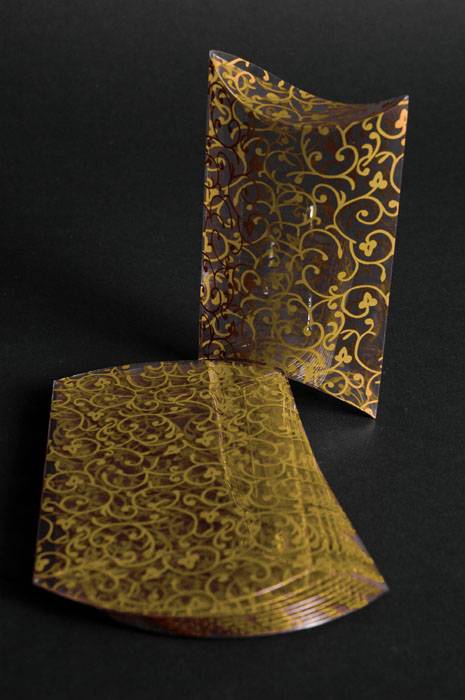 2.75" X 2.75" Pillow Box W/pattern Design Clear/gold
