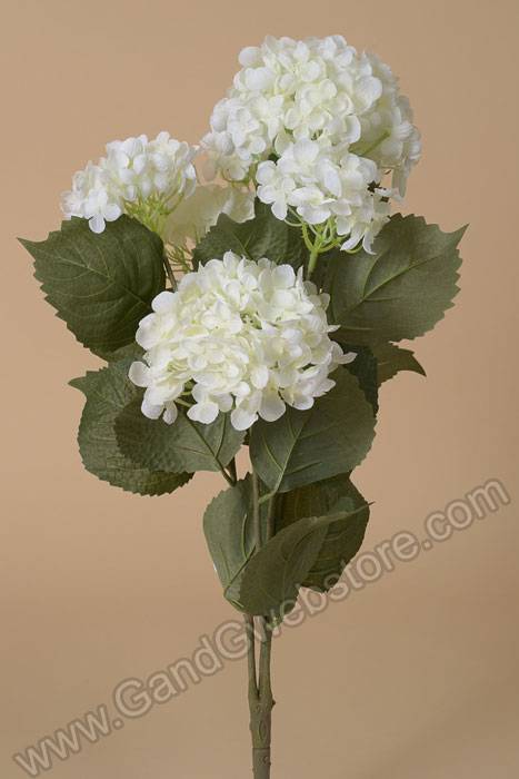 22" Silk Hydrangea Bush Cream/white