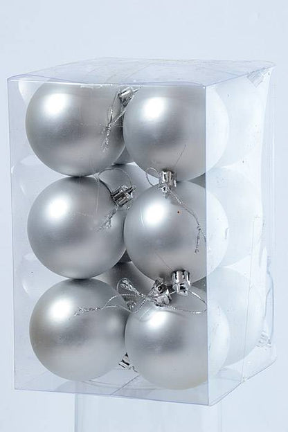 2.25" Matte Plastic Ball Silver Pkg/12