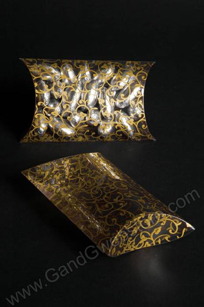 2.75" X 2.75" Pillow Box W/pattern Design Clear/gold