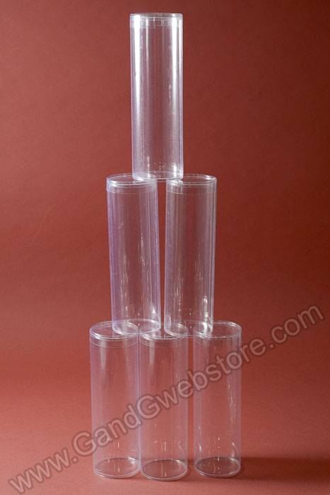 3" X 9" Plastic Cylinder Box Clear Pkg/6