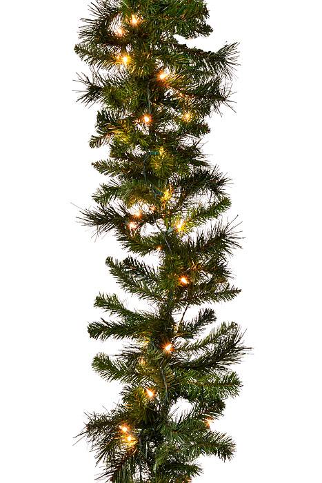 9ft X 12&quot; Deluxe Evergreen Garland W/Lights Green