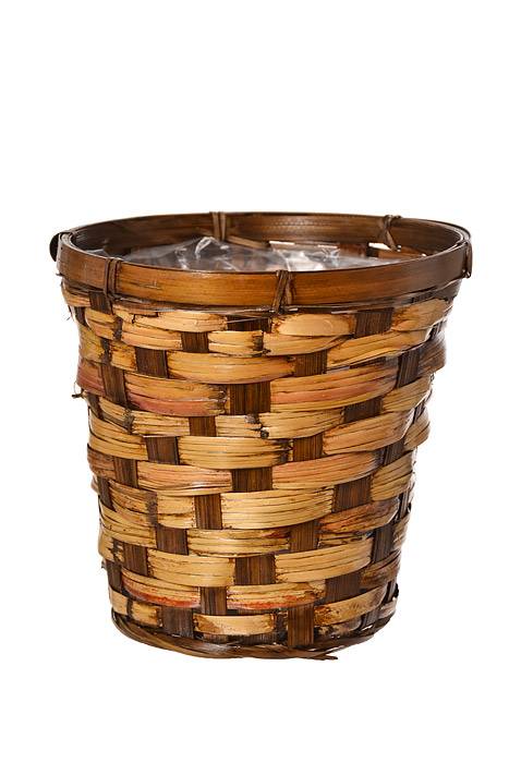 7.25 X 7.5" Planter Rattan Bamboo (Natural/brown)