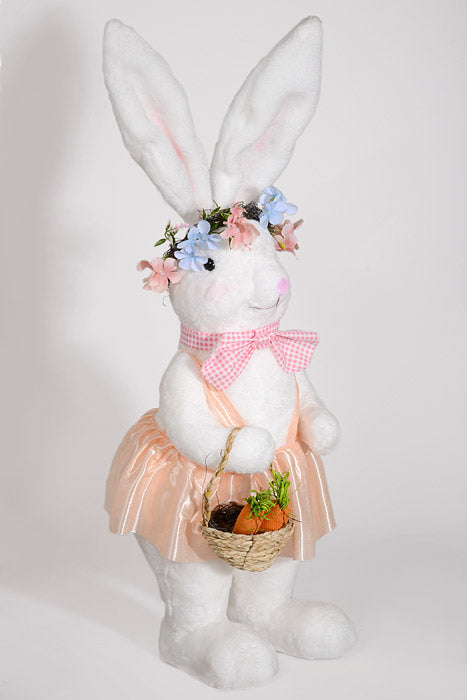 33" Boy &amp; Girl Easter Rabbit White/Blue/Peach Set/2