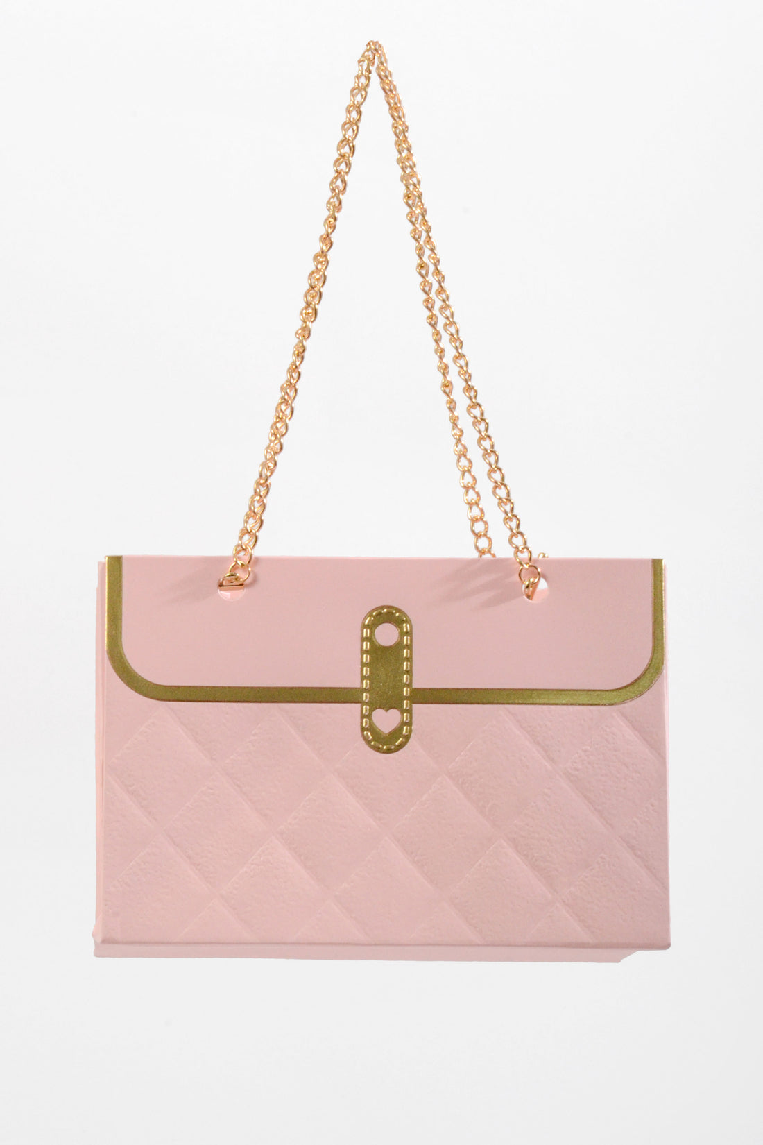 6"x 4"  Flower Paper Handbag W/Metal Chain Pink Pkg 4