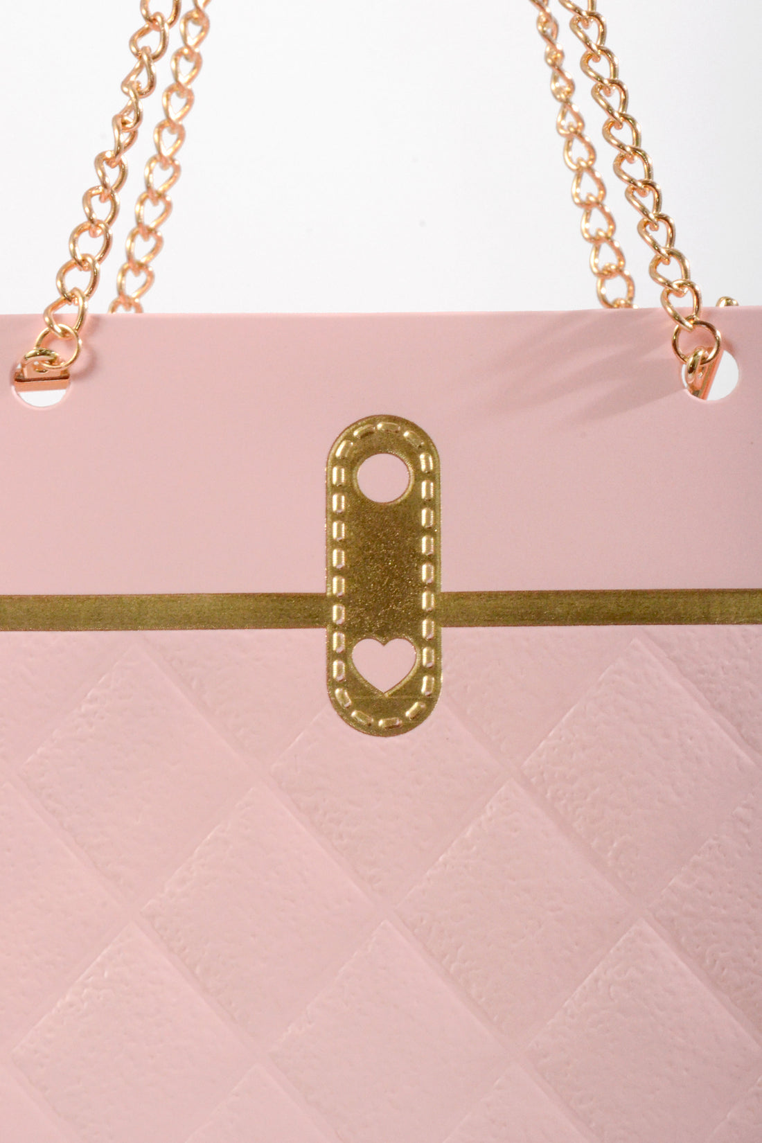 6"x 4"  Flower Paper Handbag W/Metal Chain Pink Pkg 4