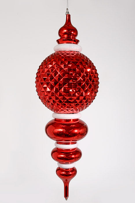 34" Finial Ornament Red/White