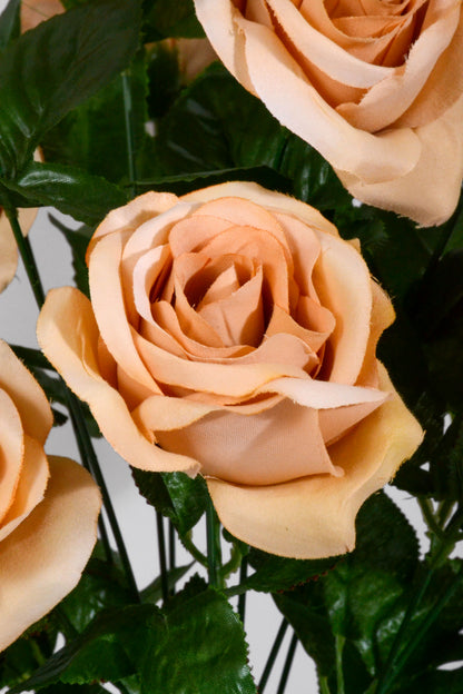 22" Silk Micro Peach Rose Bush Coffee