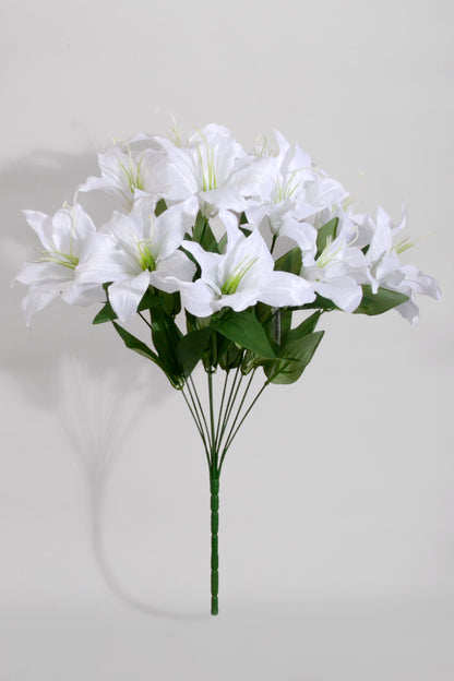 19" Silk Tiger Lily Bush White