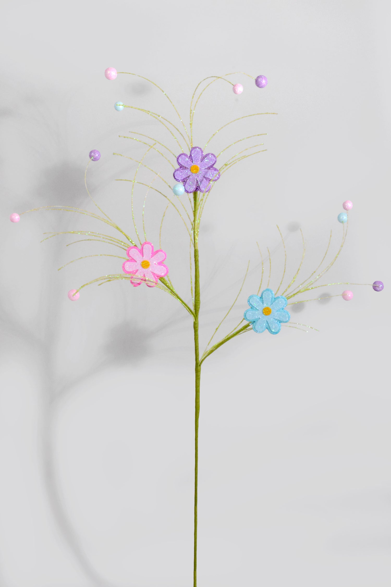 31.5" Glitter Daisy Twig Ball Purple/Pink/Blue