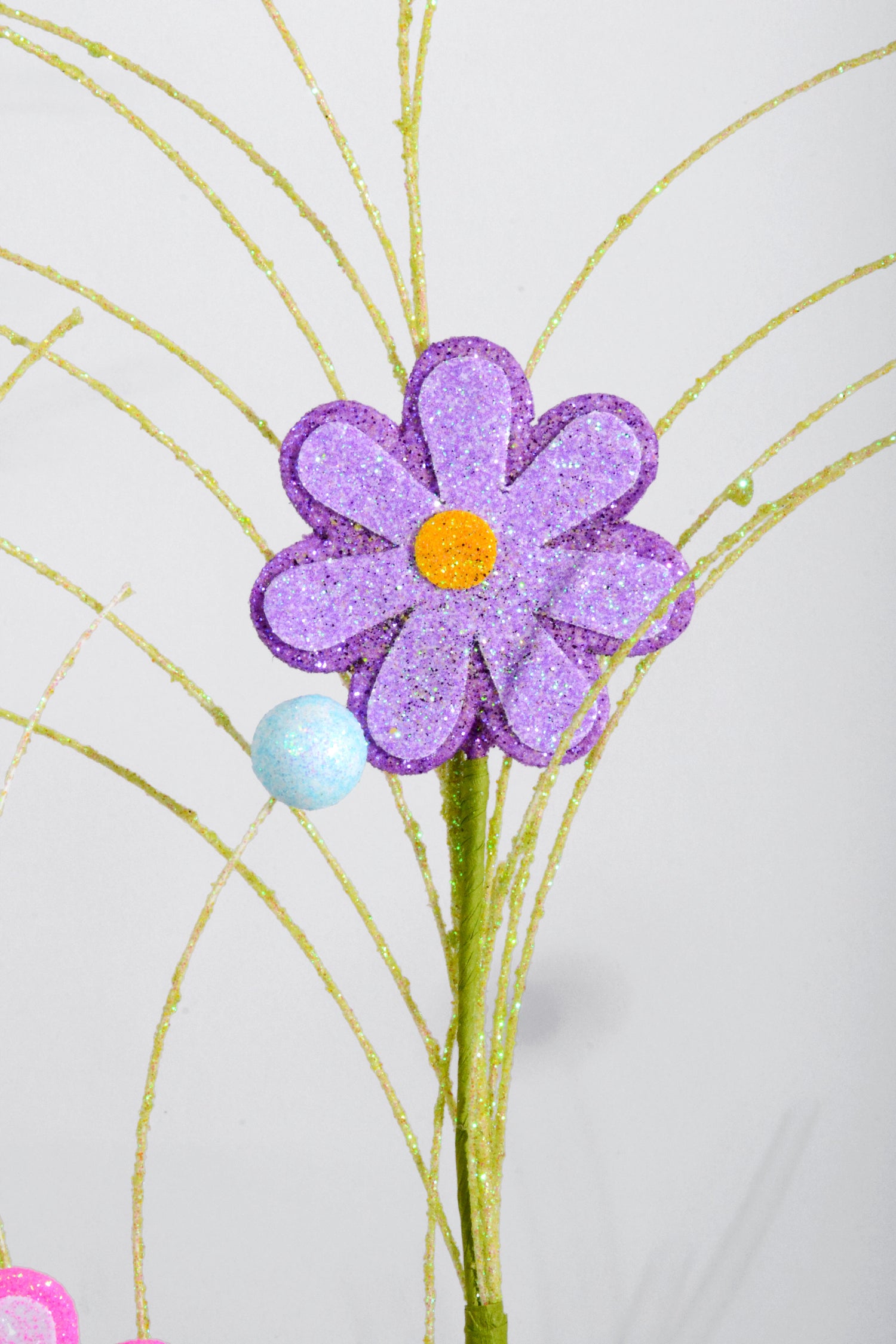 31.5" Glitter Daisy Twig Ball Purple/Pink/Blue