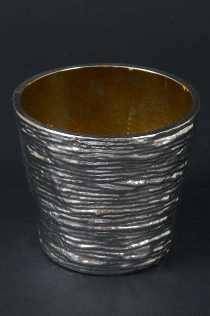 4.5" X 4" Plastic Flower Pot Plated  Silver