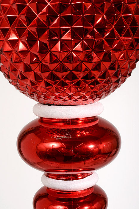 34" Finial Ornament Red/White